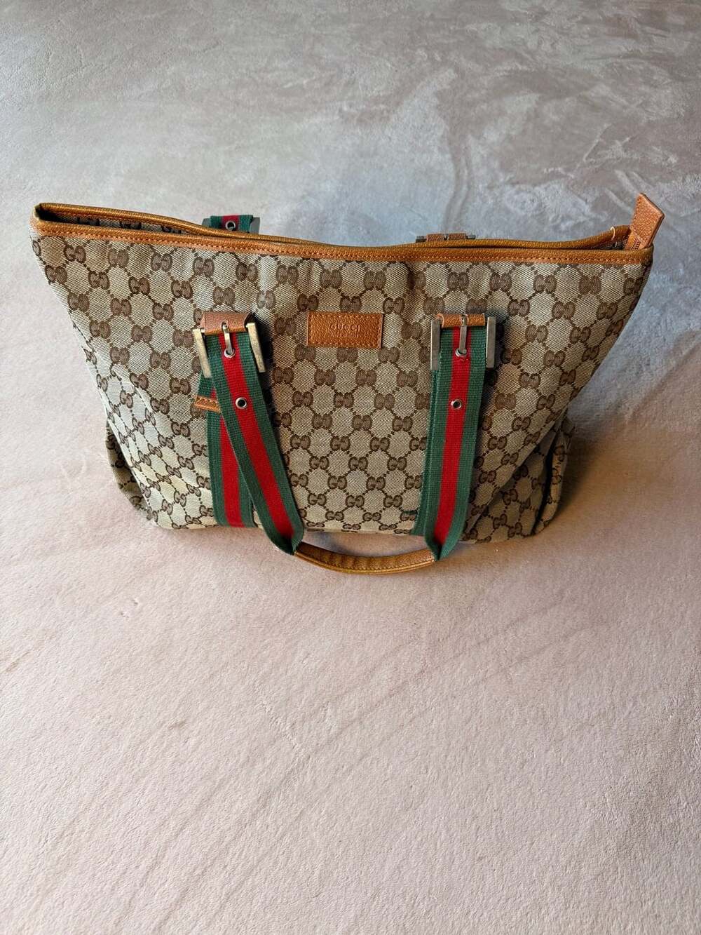 Gucci GG Canvas Web Stripe Tote Bag